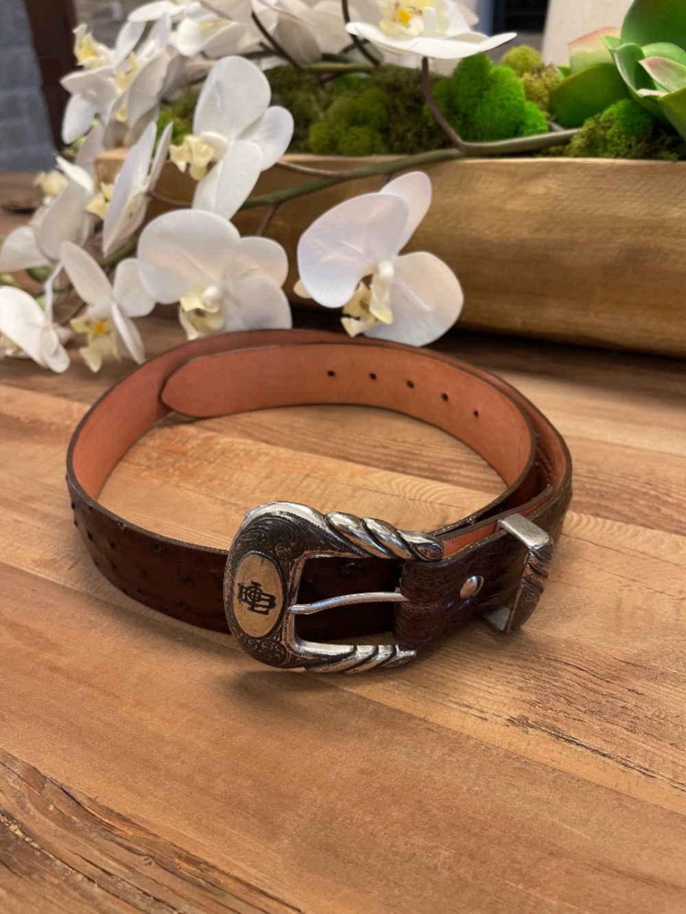 Lucchese Classics Genuine Exotic Full Quill Ostrich Leather Belt Made in USA